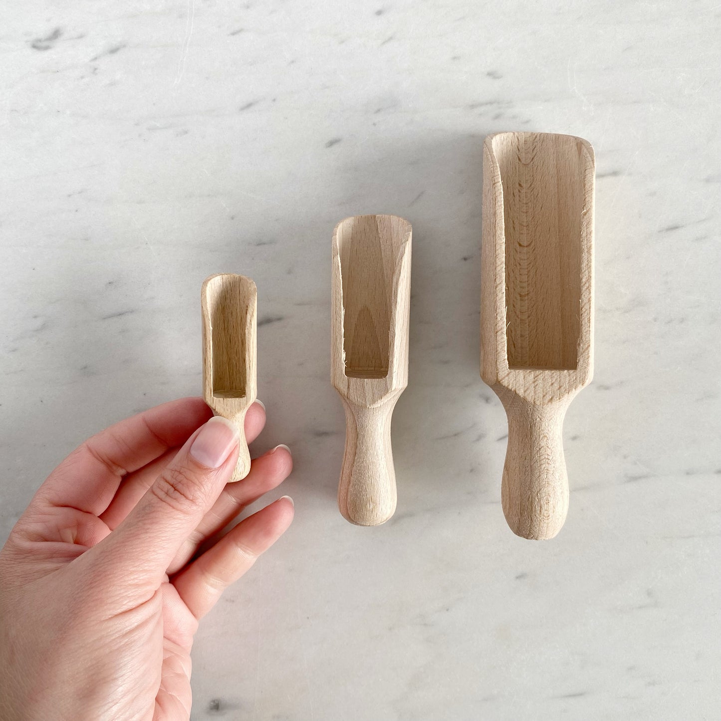 Trio of 3 Little Wooden Scoops