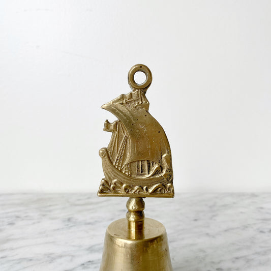 Large Vintage Brass Sailboat Bell