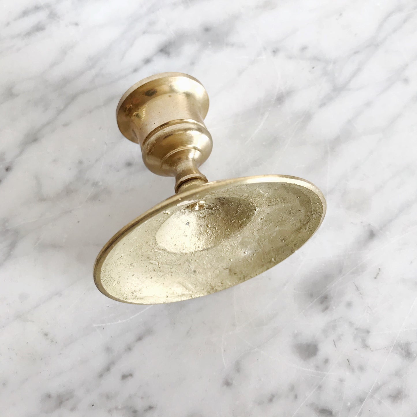 Short Vintage Brass Candle Holder