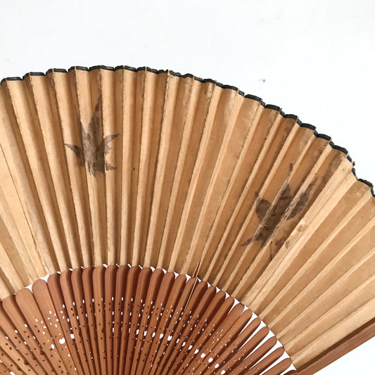 Vintage Paper Fan with Leaves