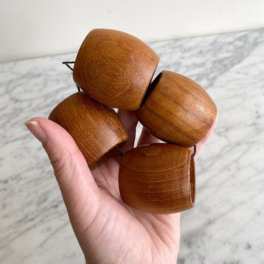 Set of 4 Vintage Teak Napkin Rings