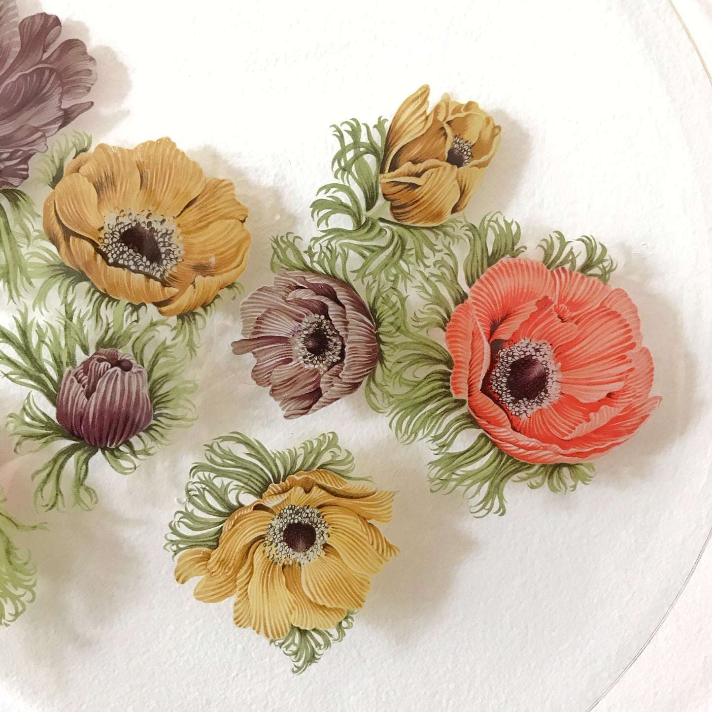 Vintage Glass Floral Platter, 13.5"