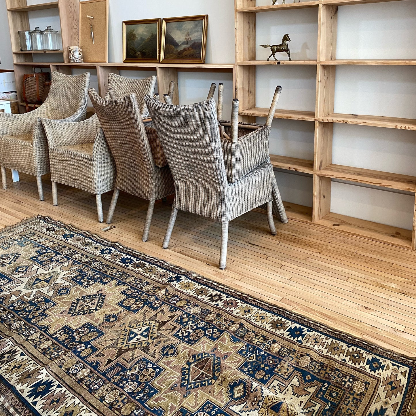 "CARRINGTON" Antique Hand-knotted Wool Runner Rug (8’6” x 3’8”)