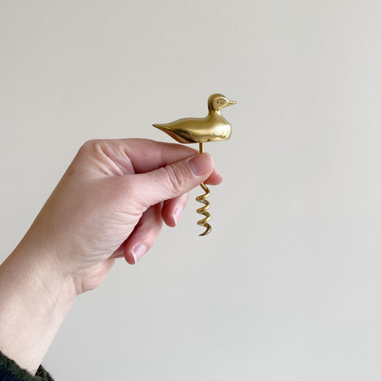 Vintage Brass Duck Corkscrew