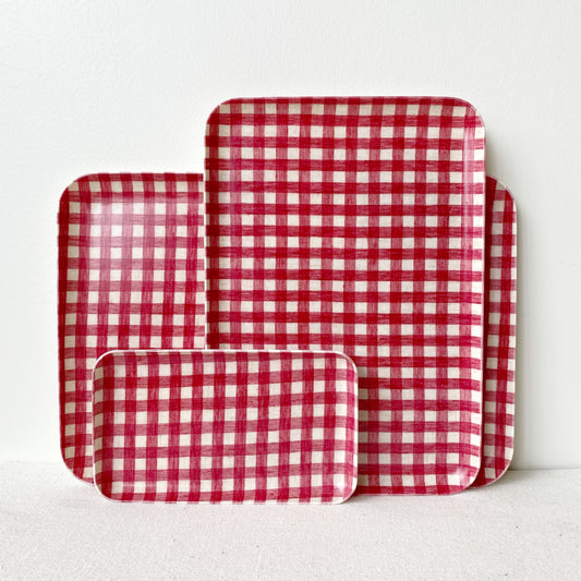 Linen Tray: Red + White (Choose Size)