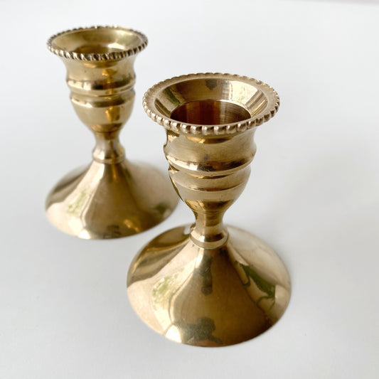 Pair of Vintage Solid Brass Candle Holders