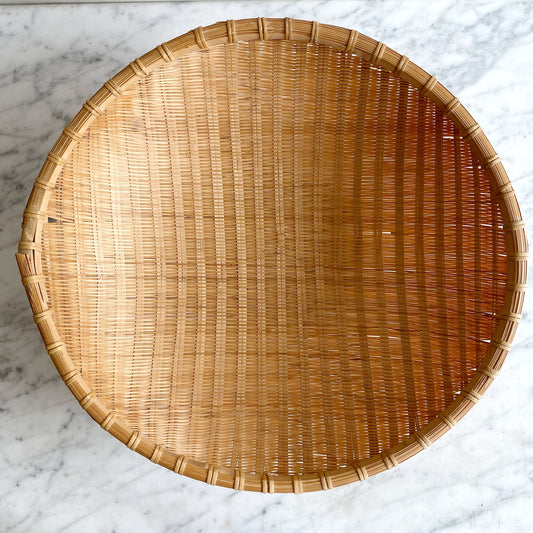 Vintage Natural Woven Winnowing Basket, 14”