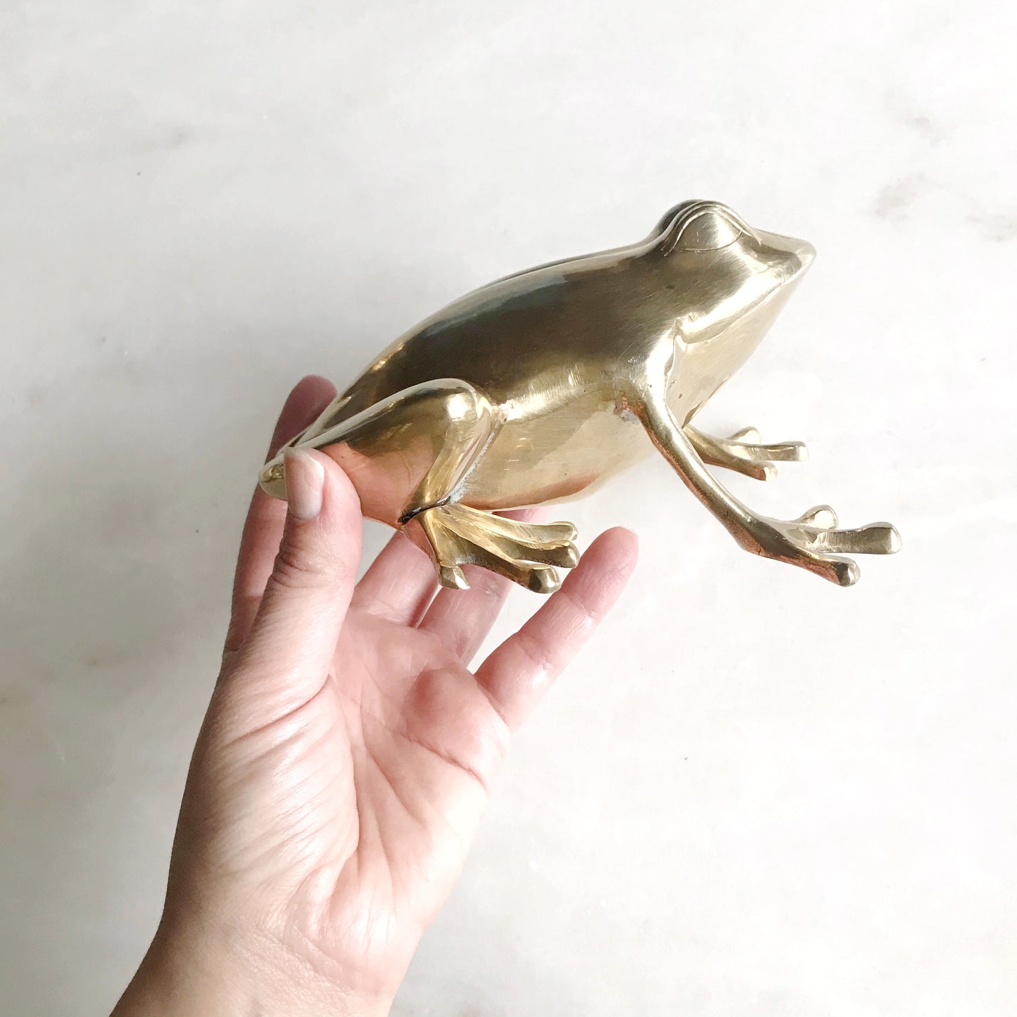 XL Vintage Brass Frog