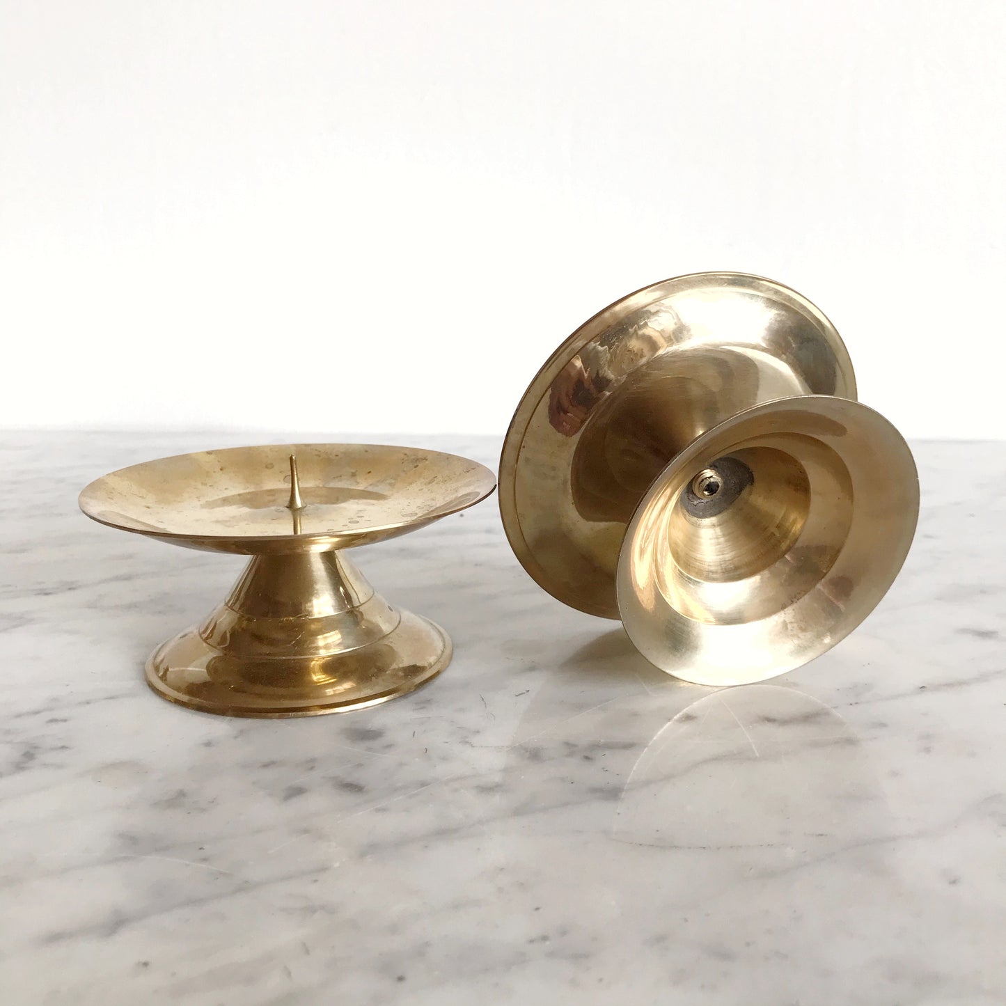 Pair of Vintage Brass Pillar Holders