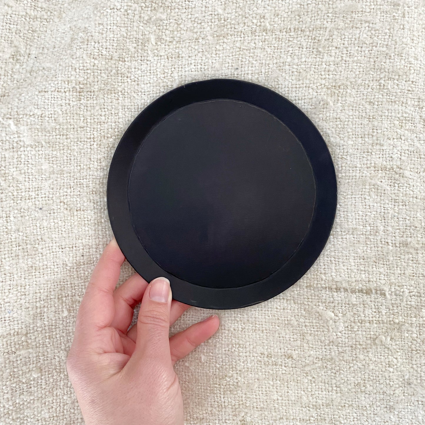 Black Round Metal Tray, Medium