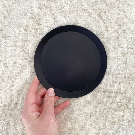 Black Round Metal Tray, Medium
