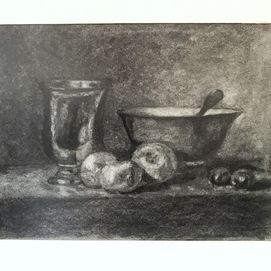 Vintage Charcoal Still-Life Drawing