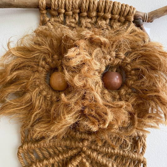 Large Vintage Woven Macrame Owl