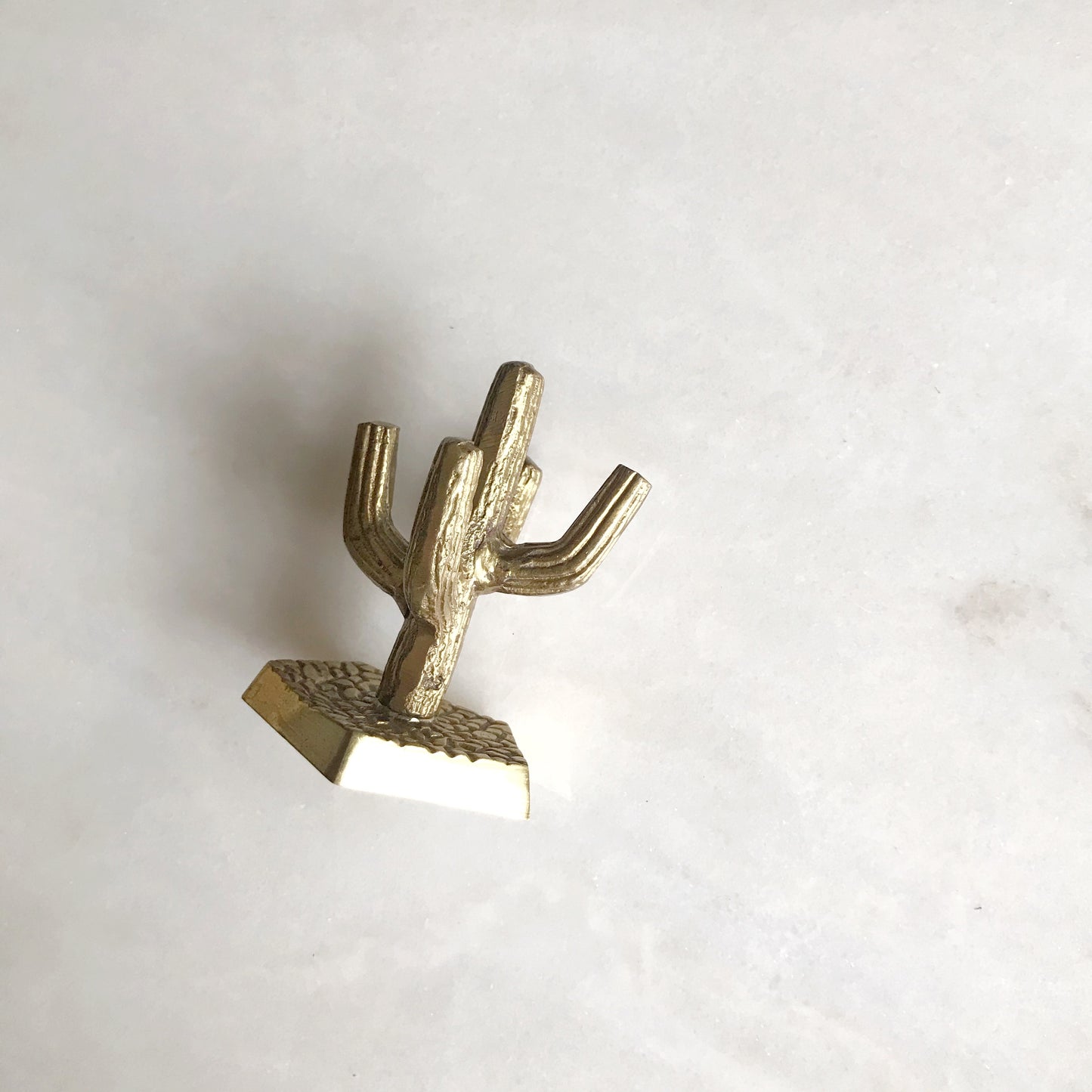 Small Vintage Solid Brass Cactus / Ring Holder