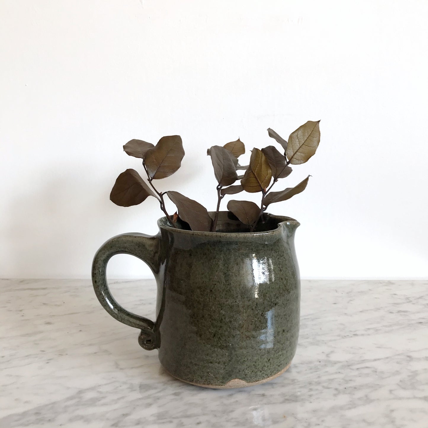 X-Large Green Studio Pottery Pitcher