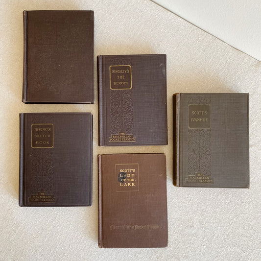 Set of 5 Antique Books “The Macmillan Pocket Classics“