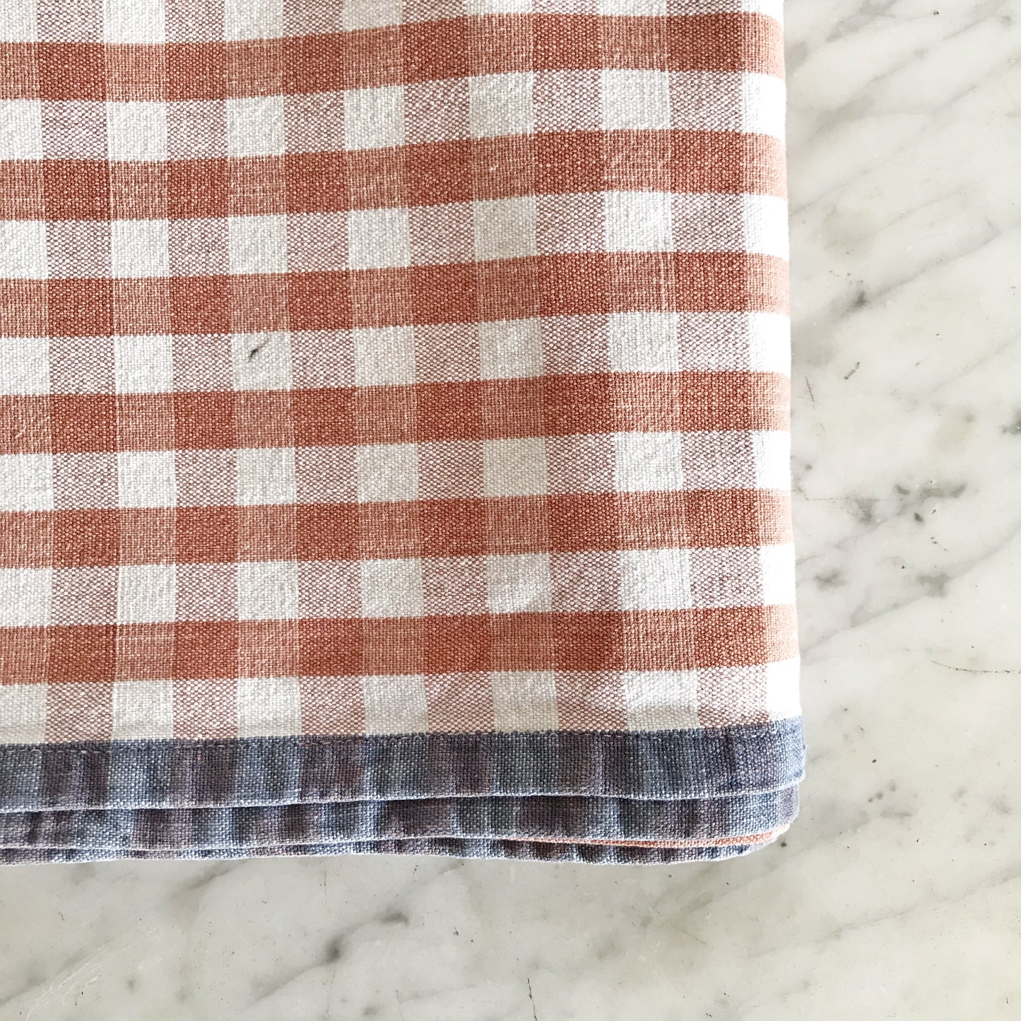 Cotton Tablecloth, Rust + White Check
