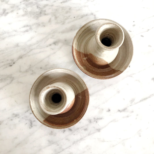 Pair of Vintage Stoneware Pottery Holders