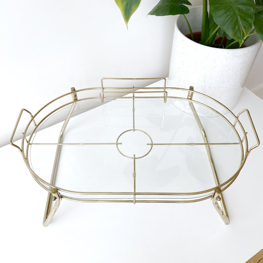 Vintage Brass + Glass Breakfast / Serving Tray