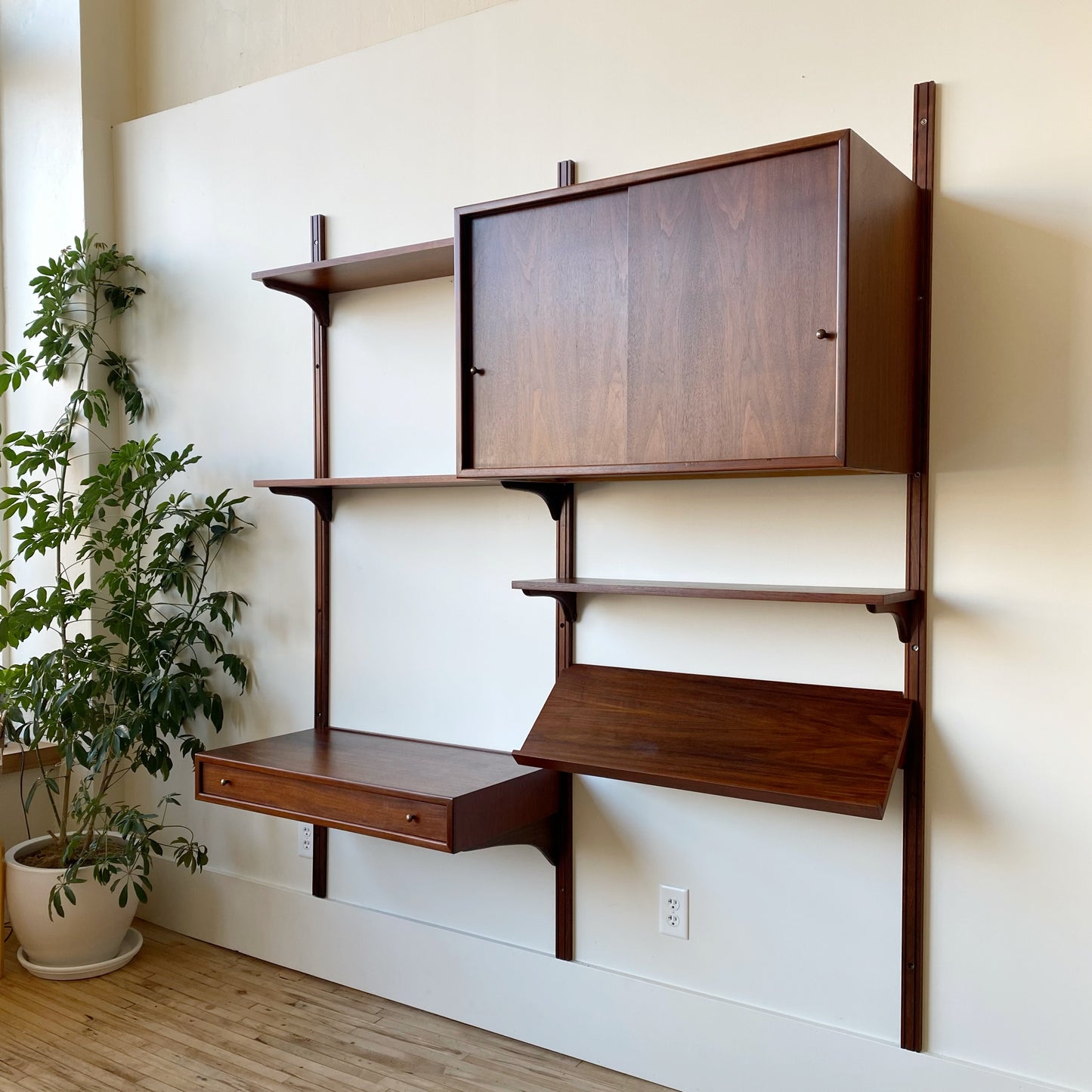 Vintage Mid Century Double Bay Wall Unit