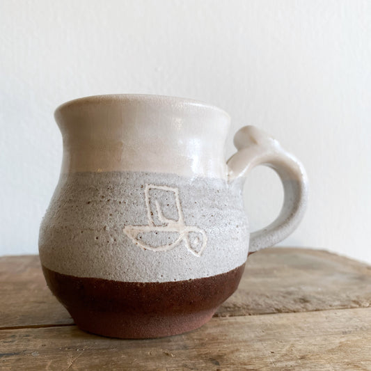 Petite Handcrafted Pottery Mug with Abstract Bird