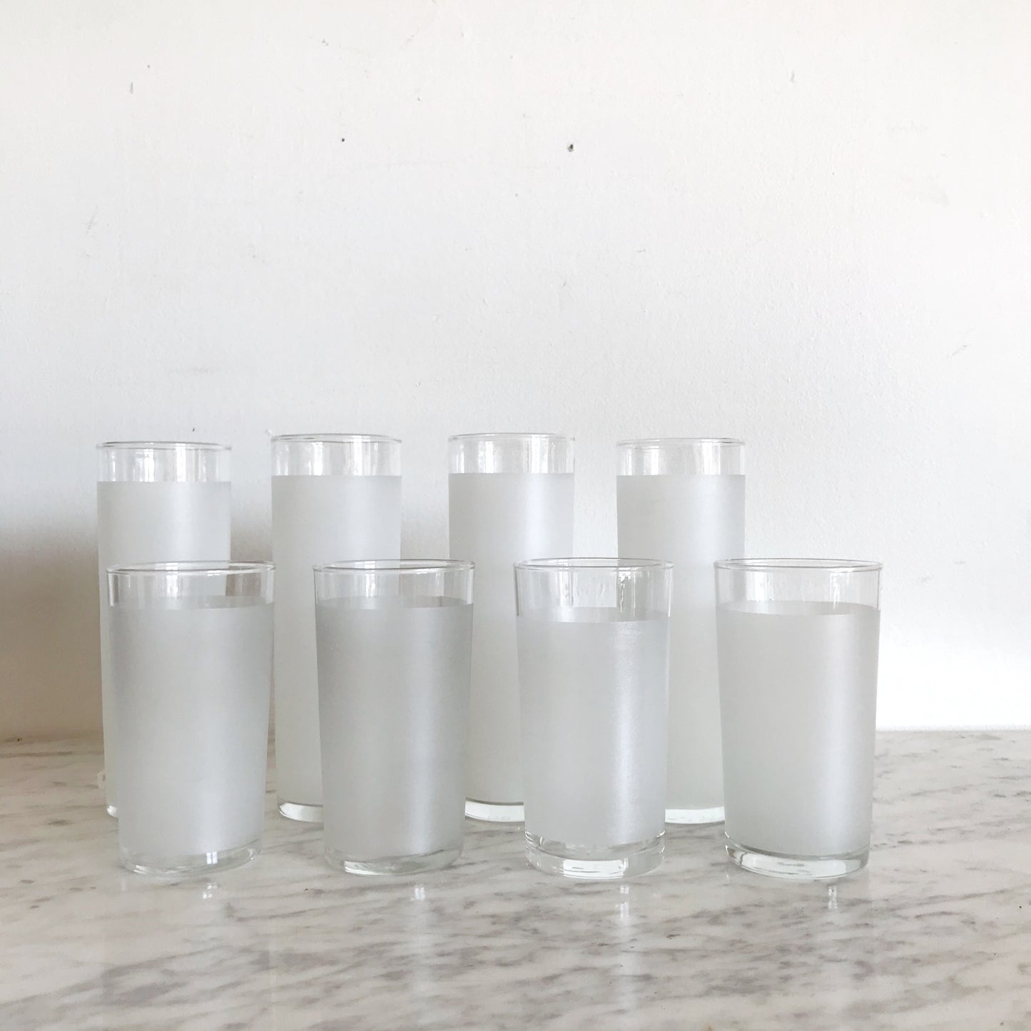 Set of 4 Vintage Frosted Tom Collins Glasses