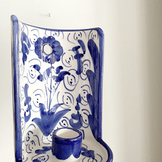 Vintage Hand-painted Ceramic Candle Sconce