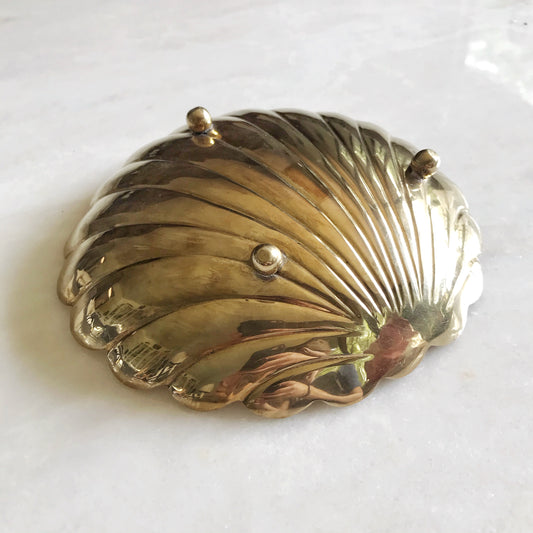 Heavy Vintage Brass Shell Dish