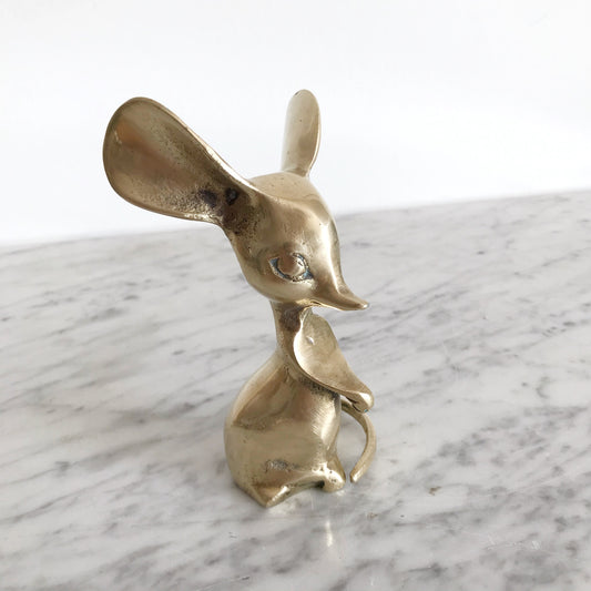 Vintage Brass Mouse, 5.25”