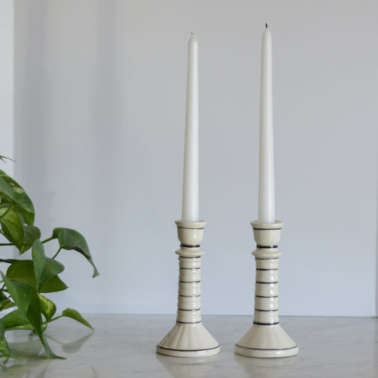 Pair of Vintage Porcelain Candlestick Holders