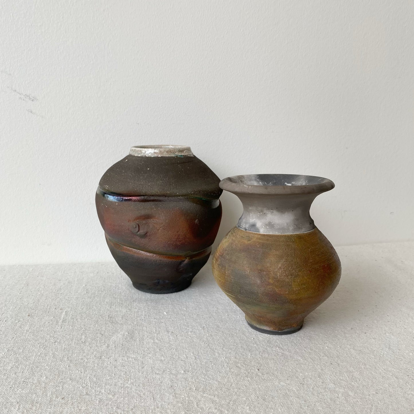 Vintage Iridescent Pottery Vase, 4.5”