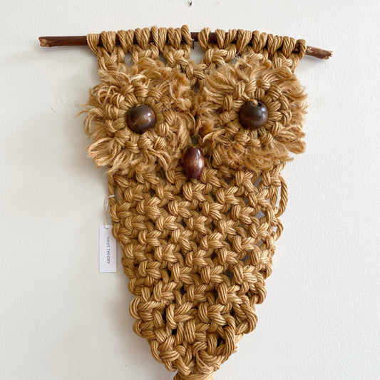 Vintage Brown Macrame Owl