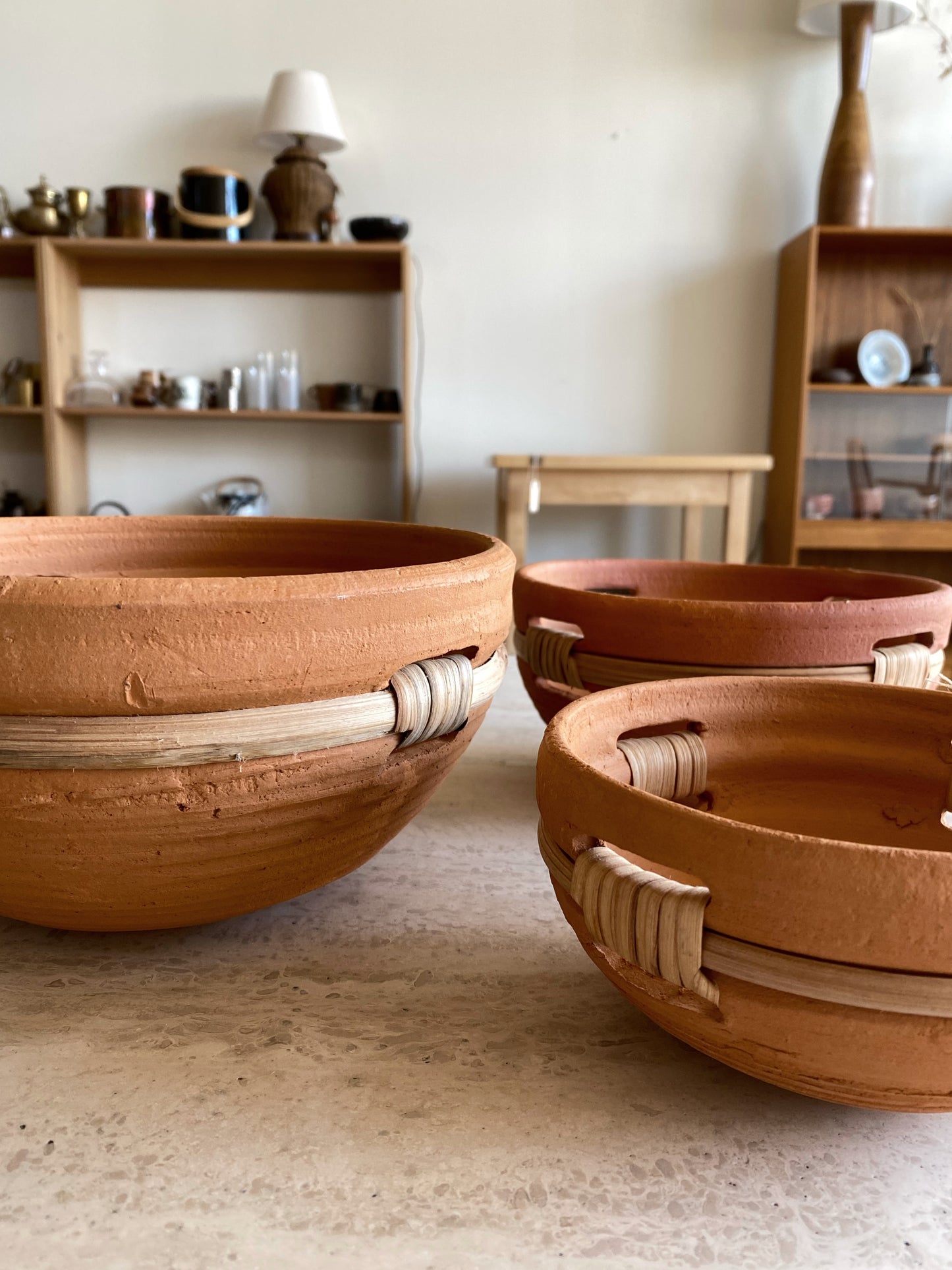 Set of Vintage Terra-cotta Clay Nesting Bowls