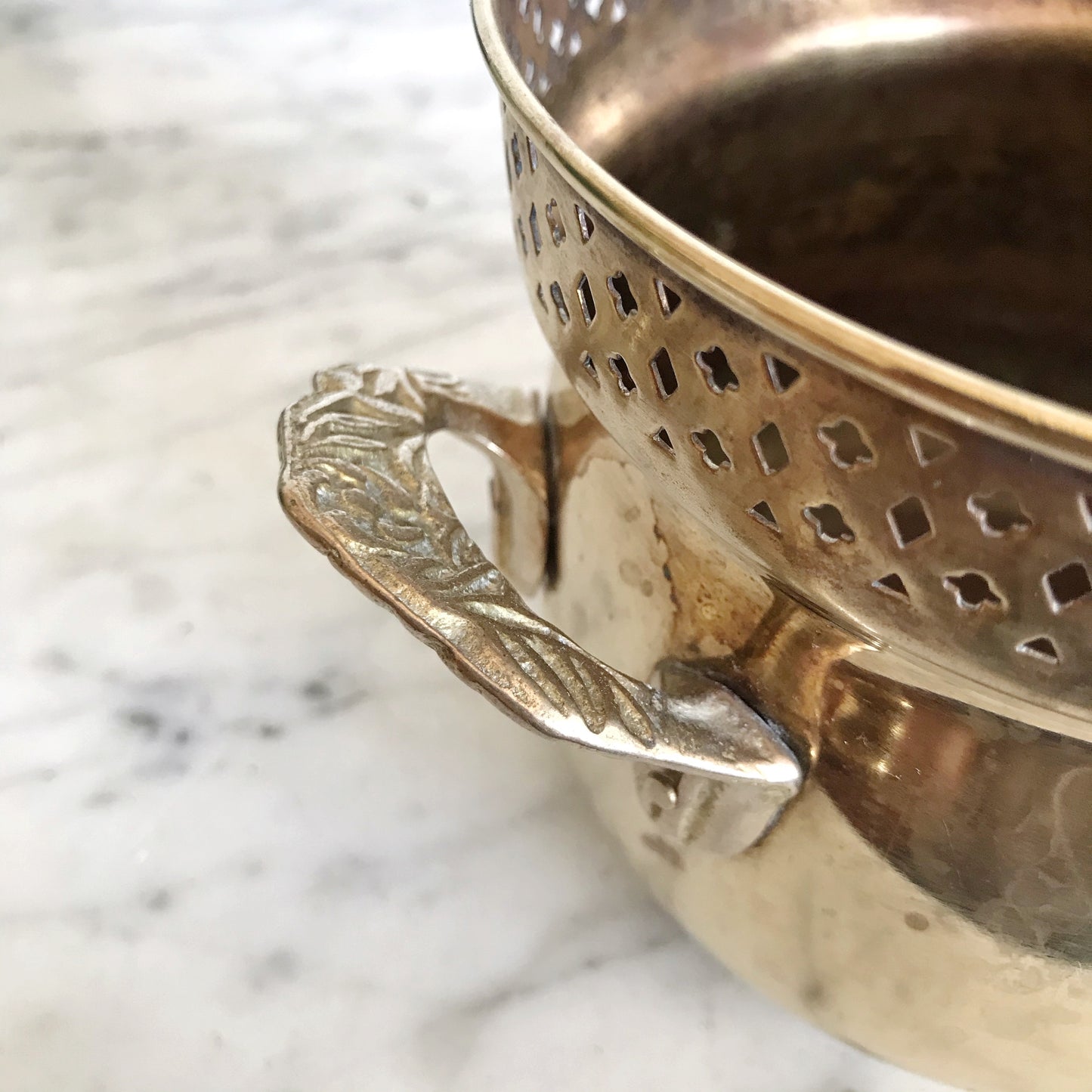 Vintage Brass Planter with Cutouts