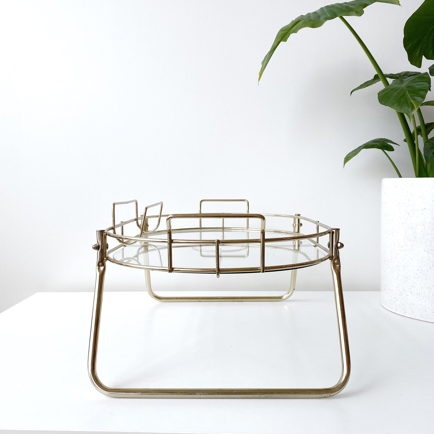 Vintage Brass + Glass Breakfast / Serving Tray