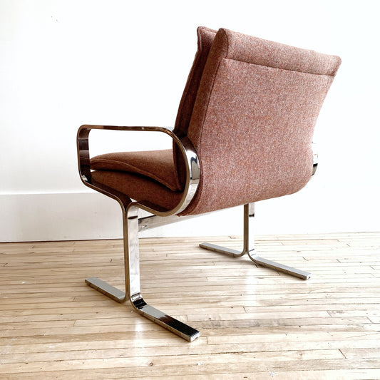 MCM Upholstered Chair with Chrome Frame