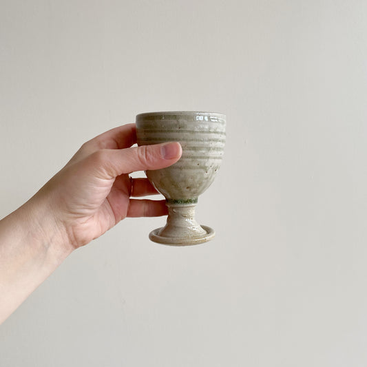 Petite Vintage Pottery Goblet, Soft Green