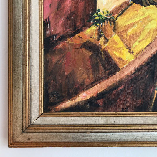 Original Portrait Painting of Woman in Yellow (14 x 17)