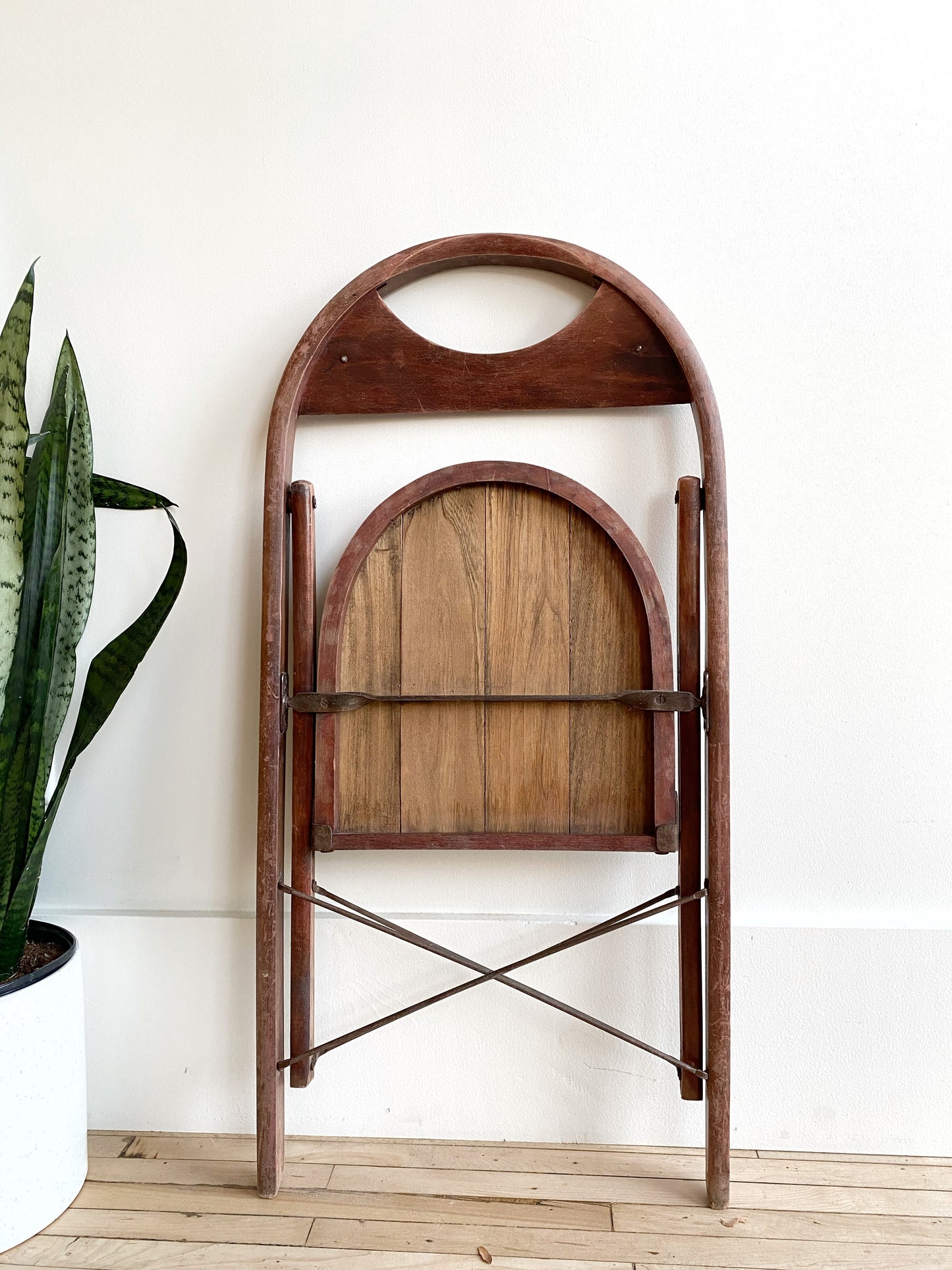 Vintage 1930’s Folding Chair with Black Seat