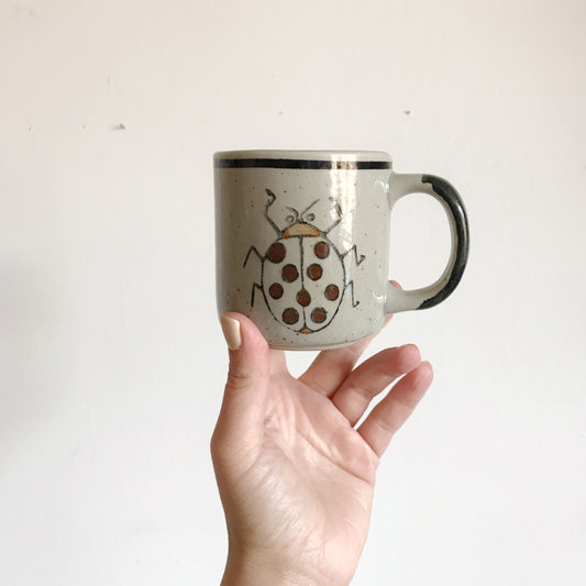 Vintage Stoneware Ladybug Mug