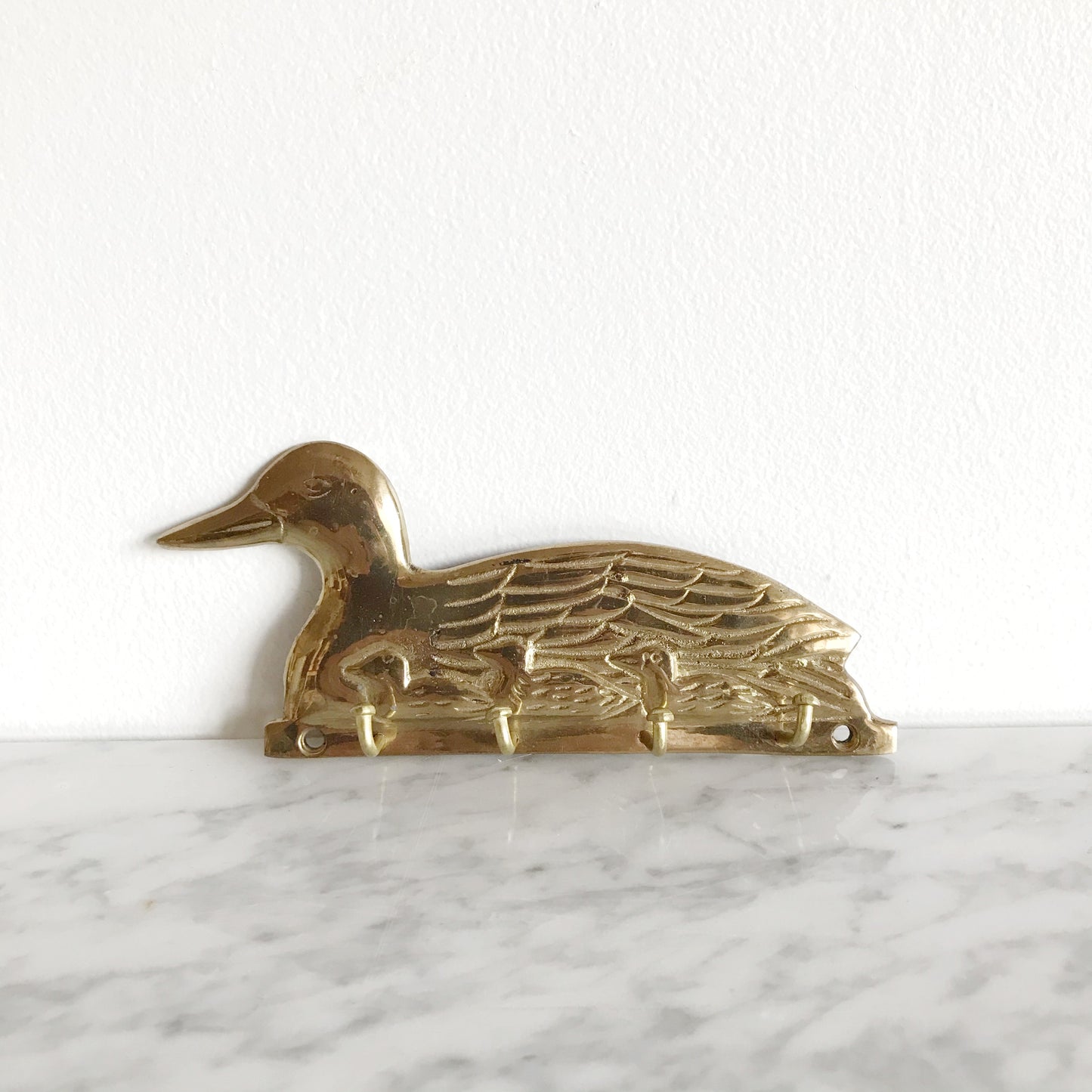 Vintage Brass Duck Key Holder