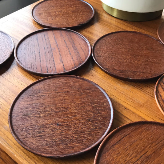 Set of 8 Teak Coasters, Frantz M Danmark