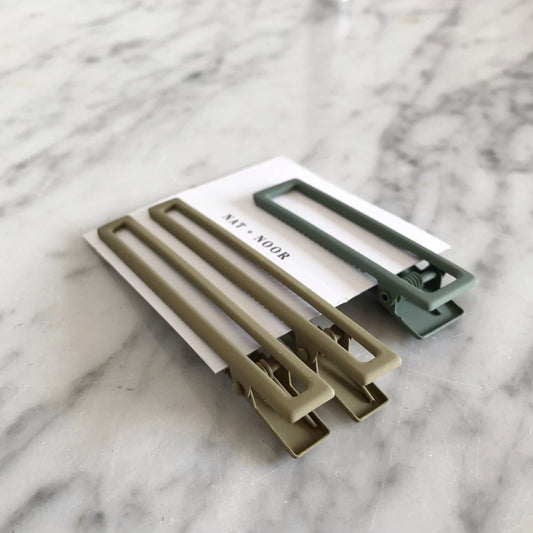 YARROW Hair Clip Set, Greens
