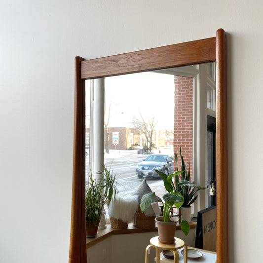 Vintage Danish Teak Mirror with Shelf