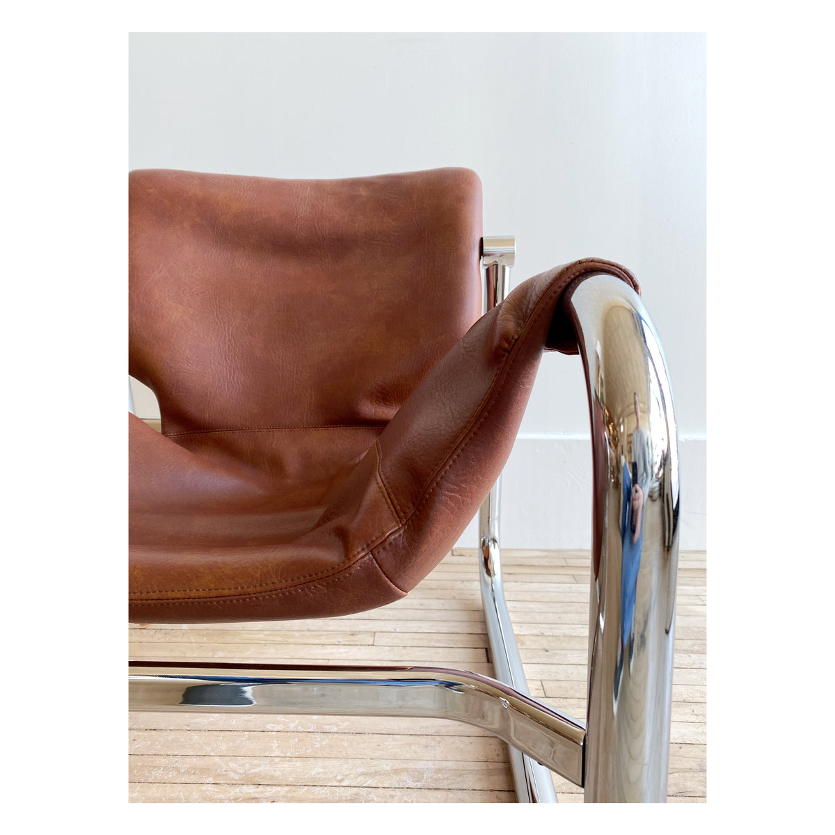 MCM Chrome + Vegan Leather Alpha Chair, by Maurice Burke