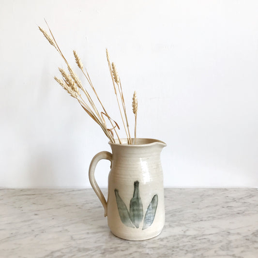 Vintage Stoneware Pitcher with Abstract Strokes