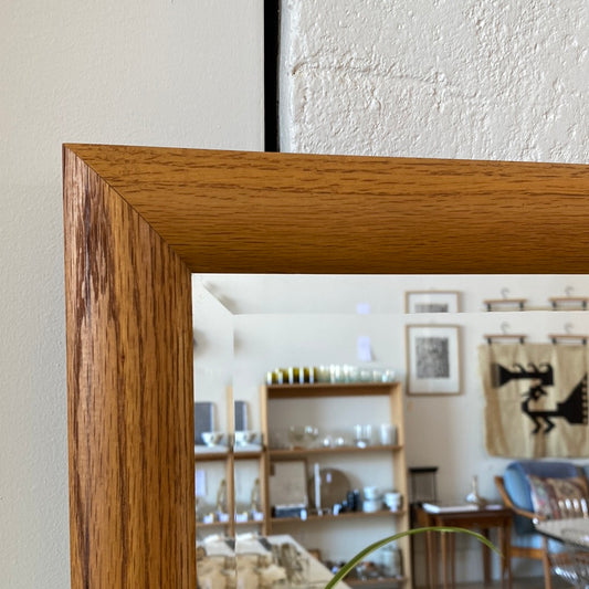 Vintage Beveled Mirror with Wood Frame (27" x 23")