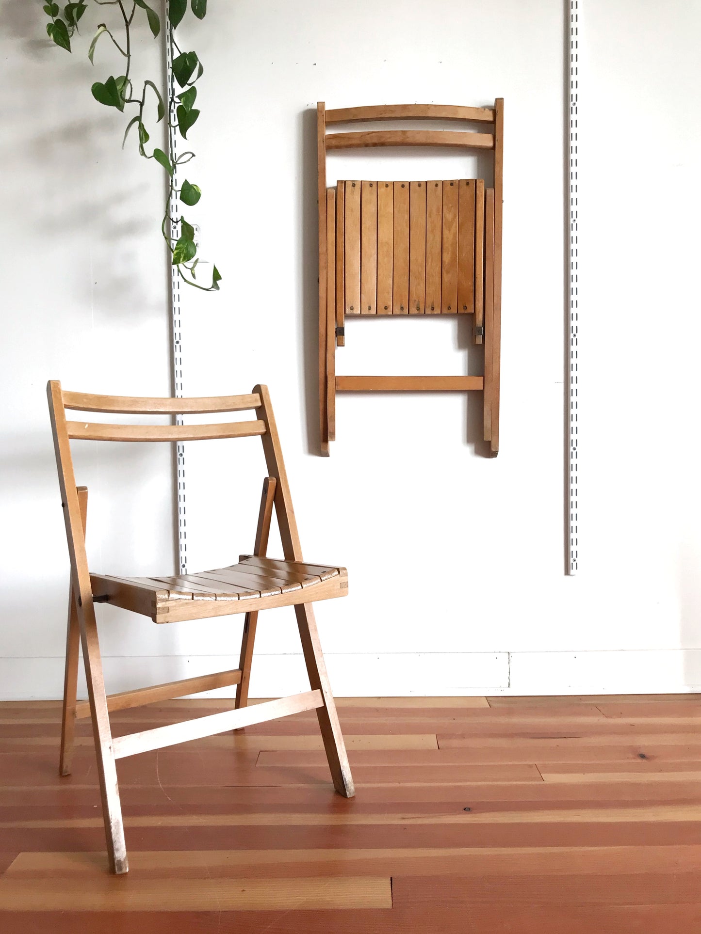 Pair of Vintage Wooden Folding Chairs