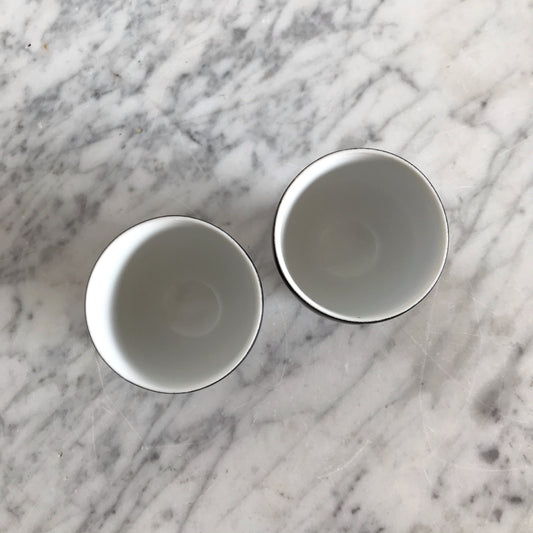 Pair of Vintage MCM Black + White Egg Cups