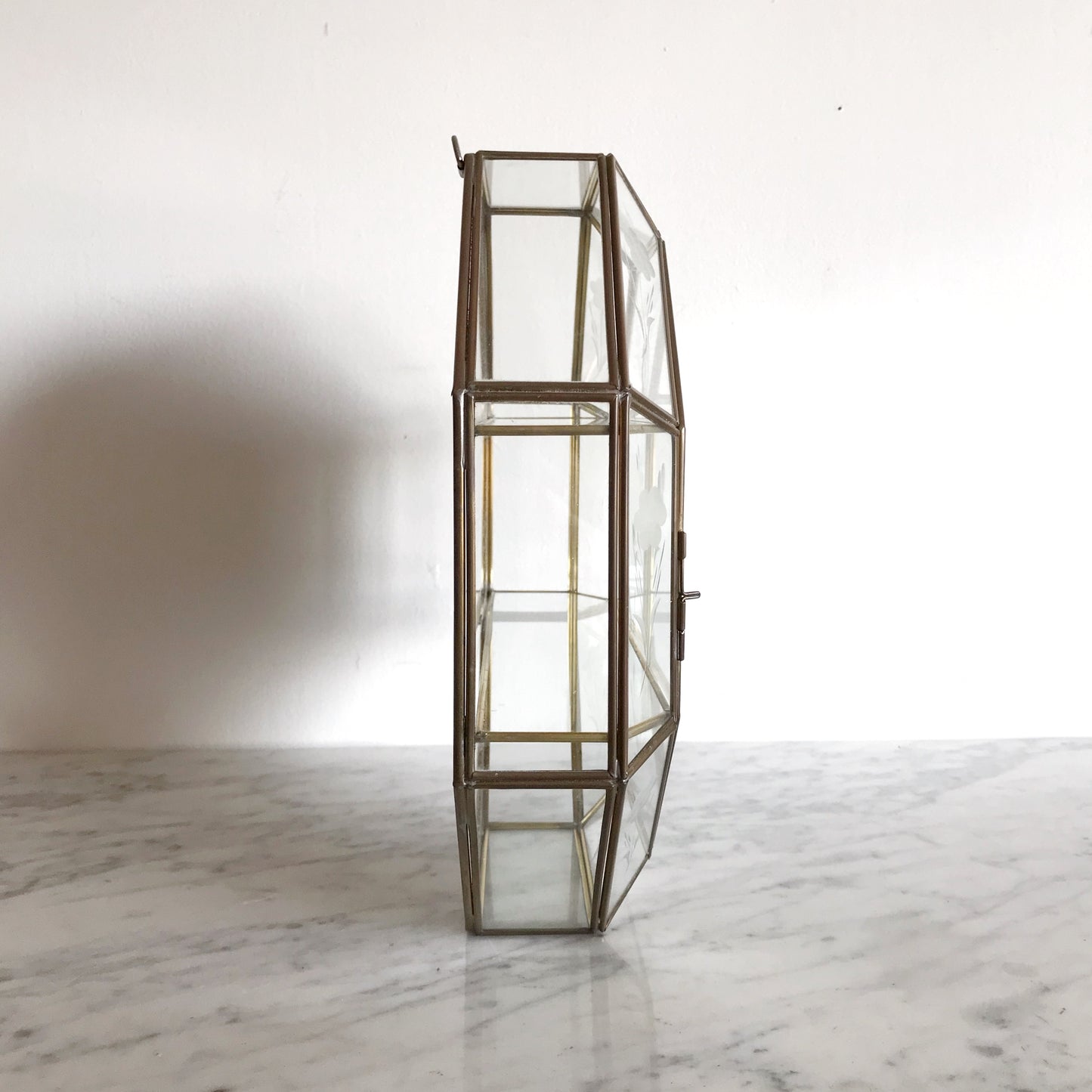 XL Vintage Glass Wall Display Shelf / Case
